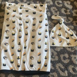 Monica & Andy Sushi coming home blanket hat EUC
